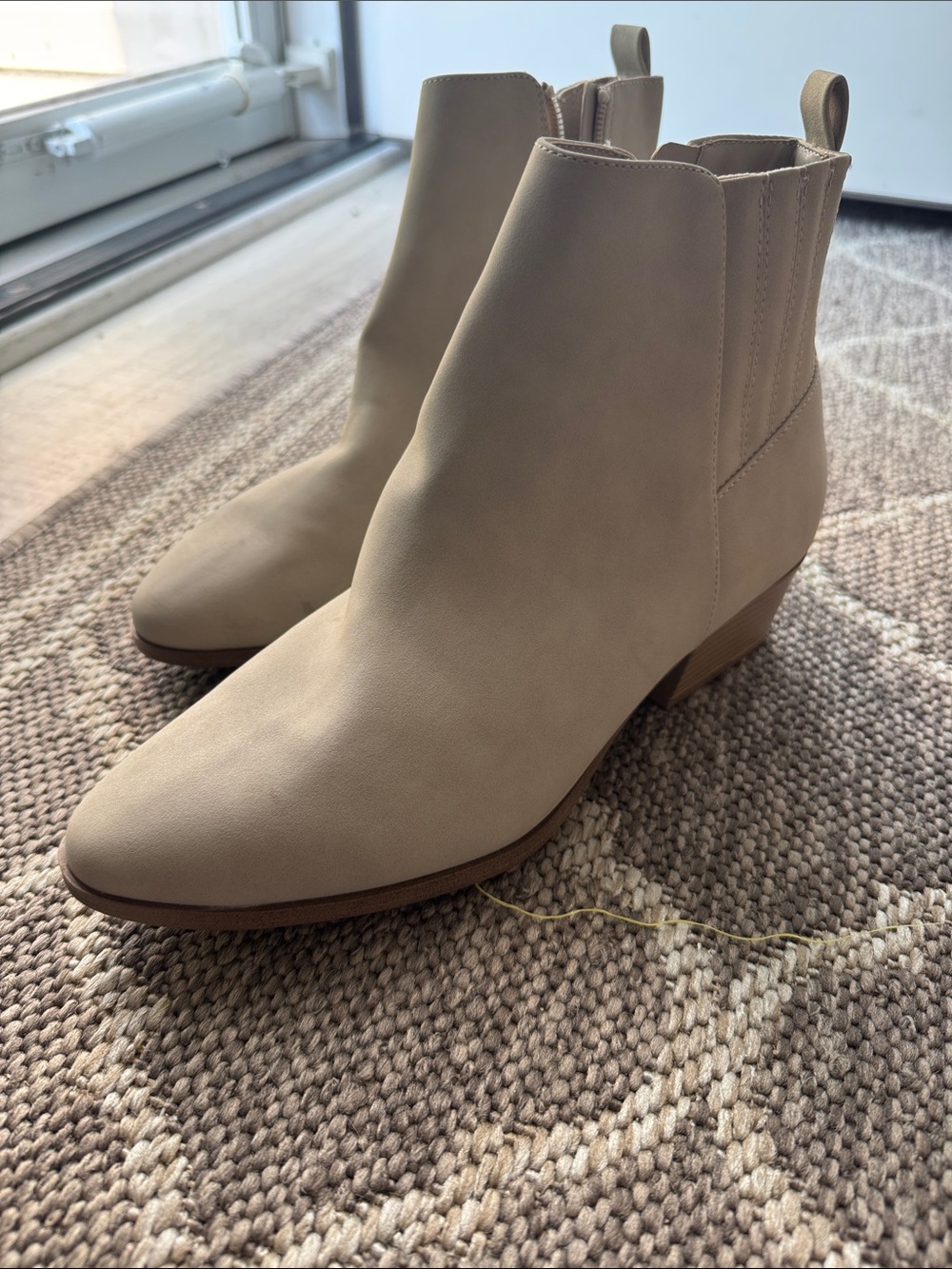 Chaps Taupe Ankle Booties with Low Stacked Heel
